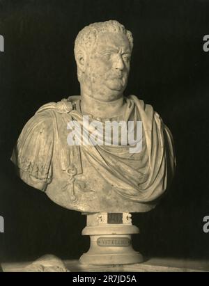 Ancient marble bust statue of Roman Emperor Vitellius, Capitoline Museum, Italy 1900s Stock Photo