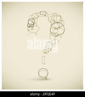 Question mark made from blue speech bubbles - grunge version Stock Vector