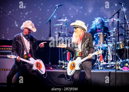 Oslo, Norway. 15th June, 2023. Billy Gibbons and the BFG's perform a live concert at Sentrum Scene in Oslo. Here singer and musician Billy Gibbons (R) is seen live on stage. (Photo Credit: Gonzales Photo/Alamy Live News Stock Photo