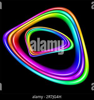 Multicolor spectral closed curve. Illustration on black background Stock Vector