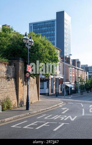 Left Turn onto Standard Hill from Lenton Road in Nottingham City, Nottinghamshire England UK Stock Photo