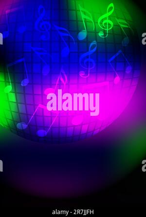 Party Background - Disco Ball and Tones On Dark Multicolor Background Stock Vector