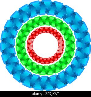 Colored ribbons twirled in a circle on white background Stock Vector