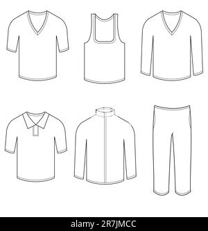 Vector illustration of the Men and Women  blank casual clothes and sportswear on a white background for your design, easy to edit. Stock Vector