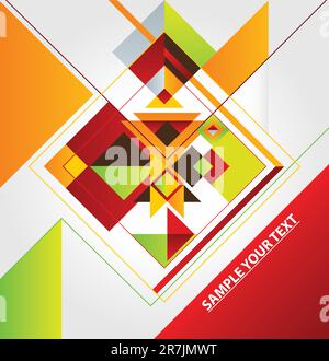Multi color Shapes on Gray Background,  Used Different Sizes of Square & Triangle Shapes Stock Vector