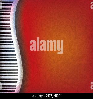 abstract grunge music red background with piano keys Stock Vector