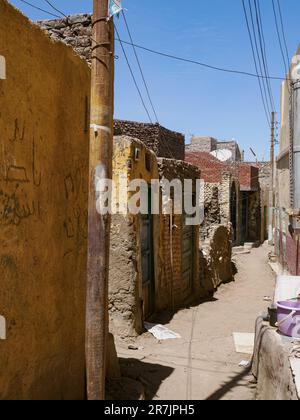 Nubian Town: Ancient Mud-Brick Buildings with Painted Walls in A Stock Photo