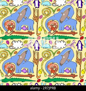 seamless animal pattern. Vector illustration Stock Vector