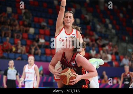 Tel Aviv, Israel. 16th June, 2023. Belgium's Emma Meesseman fights for the ball during a basketball game between the Belgian national women's basket team 'the Belgian Cats' and the Czech Republic in Tel Aviv, Israel on Friday 16 June 2023, the second game in the group phase of of the FIBA Women EuroBasket 2023 European Championships in Israel and Slovenia. BELGA PHOTO VIRGINIE LEFOUR Credit: Belga News Agency/Alamy Live News Stock Photo