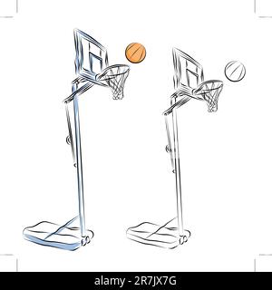 An image of a basketball hoop stand line drawing. Stock Vector