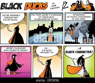 Black Ducks Comic Strip episode 67 Stock Vector