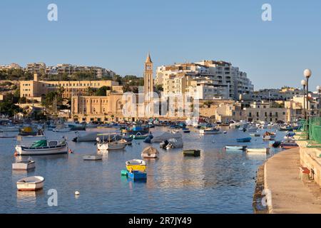 A natural harbour between Zonqor Point and St. Thomas Bay - Marsaskala, Malta Stock Photo