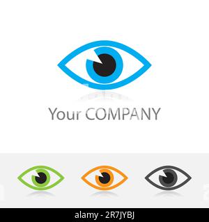 Template vector corporate logo - ophthalmic optics. Color options + black and white version. Just place your own brand name. Stock Vector