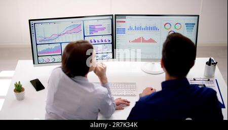 Data Analyst Using Data Analytics KPI Dashboard Stock Photo