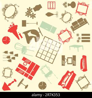 Seamless furniture background Stock Vector