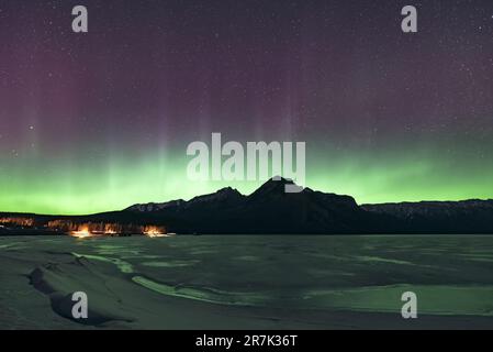 aurora borealis in banff Stock Photo