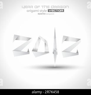 2012 Year of the Dragon backgroud. Original origami style 2012 for new year celebration posters, brochures or flyers. Stock Vector