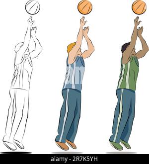 An image of a basketball player line drawing. Stock Vector