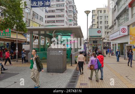 Hong Kong, China - April 24, 2017: Sham Shui Po Station New Kowloon Spring Day. Stock Photo