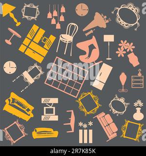Seamless furniture background Stock Vector