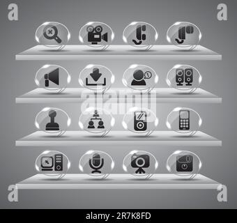 Speach web icons ,Transparent glass buttons Stock Vector