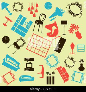 Seamless furniture background Stock Vector