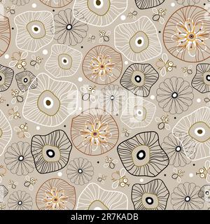seamless abstract design with flies on a brown background Stock Vector