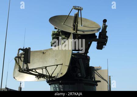 military radar station with nice blue sky background Stock Photo - Alamy