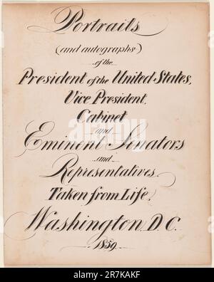 Frontispiece to album -- 'Portraits (and autographs) of the President of the United States, Vice President, Cabinet and Eminent Senators and Representatives. Taken from Life, Washington, D.C. 1859.' 1859 Stock Photo