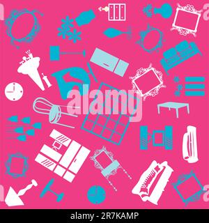 Seamless furniture background Stock Vector