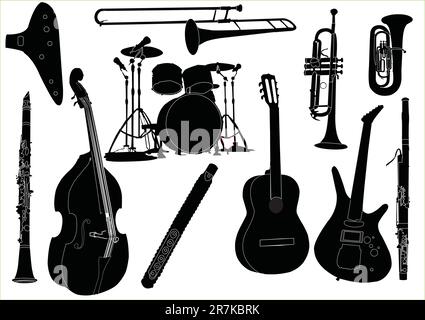 musical instruments collection - vector Stock Vector
