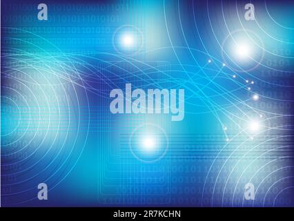 Abstract Background - Optical Fibers on Blue Background Stock Vector