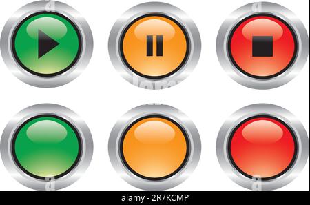 Nice vector set of technological and web glossy icons with reflections Stock Vector