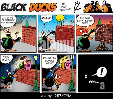 Black Ducks Comic Strip episode 68 Stock Vector