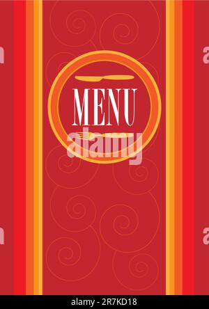 Menu Card Design - Menu Sign and Cutlery Icon on Retro Background Stock Vector