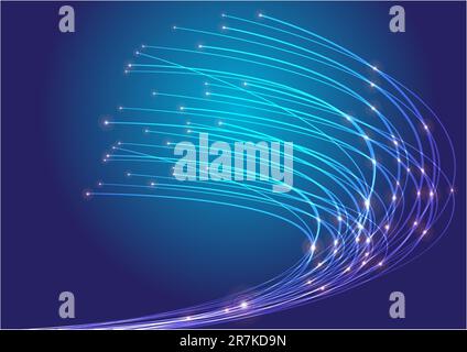 Abstract Background - Optical Fibers on Dark Blue Background Stock Vector