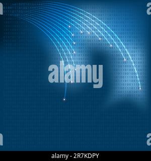 Abstract Background - Optical Fibers on blue Background Vector Stock Vector