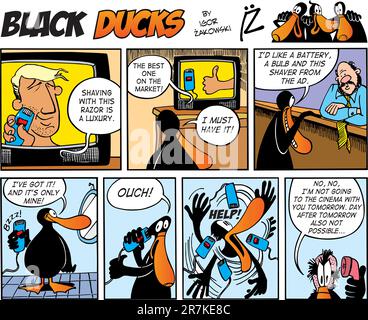 Black Ducks Comic Strip episode 69 Stock Vector