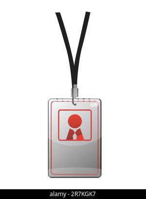 Security ID pass on a black lanyard. Isolated on white, ready for your text. Stock Vector