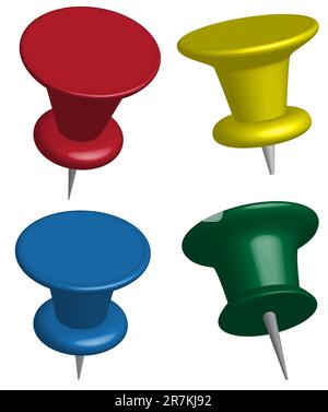 Illustration of Office Pins in Different Colors Stock Vector
