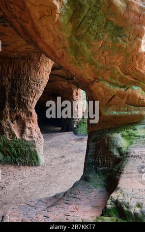 Inside Nanny's Rock caves, Kinver Edge, Kinver, Staffordshire Stock Photo