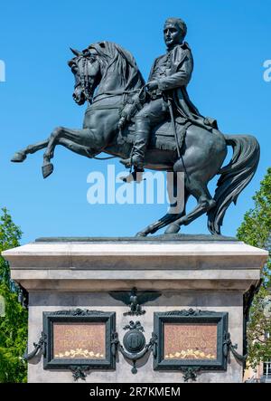 statue of Napoleon on a horse on the Place du Général-de-Gaulle in Rouen in  the Normandy, France Stock Photo