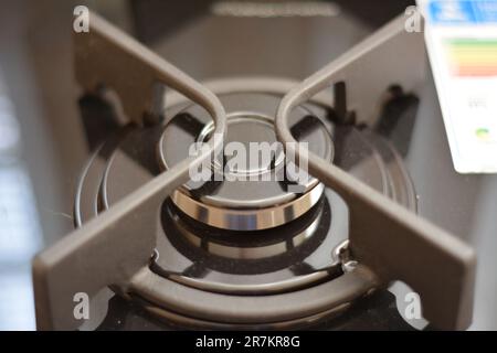 Stove burner. Modern gas stove burner, great design for any purposes. top view, close up image, Brazil, South America. Zoom photo, selective focus Stock Photo