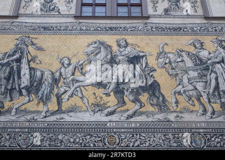 Detail of the Fürstenzug (Procession of Princes) mural in Dresden, Germany Stock Photo