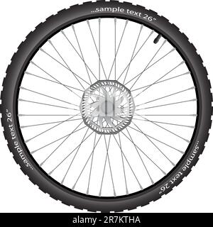 Detailed bicycle wheel with brake disk, vector illustration, eps10 Stock Vector