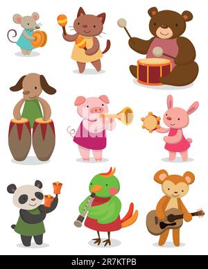 cartoon animal playing music Stock Vector