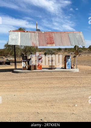 Altekalkofen Lodge Gas Pumps near Keetmanshopp in Namibia Stock Photo