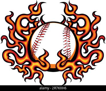 Graphic baseball image with flames Stock Vector