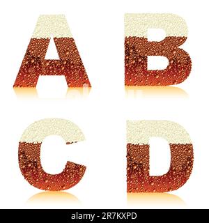 alphabet dark beer ABCD, this illustration may be useful as designer work Stock Vector