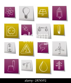Power and electricity industry icons - vector icon set Stock Vector